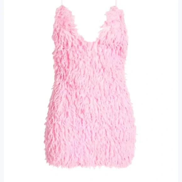 NWT For Love & Lemons Kamara Pink Feather Mini Dress Party Birthday Bachelorette - Picture 4 of 7